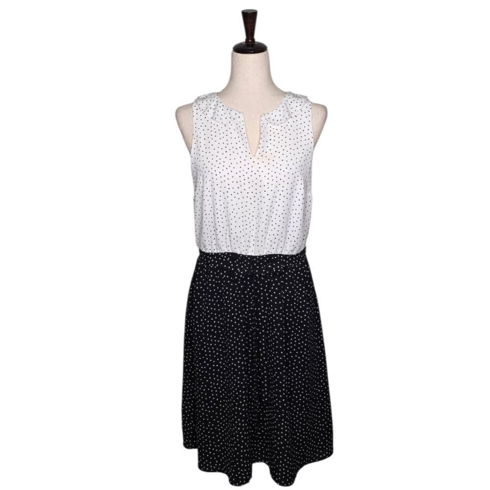 Ann Taylor Loft Black & White Polka Dot Sleeveless Dress Size 6